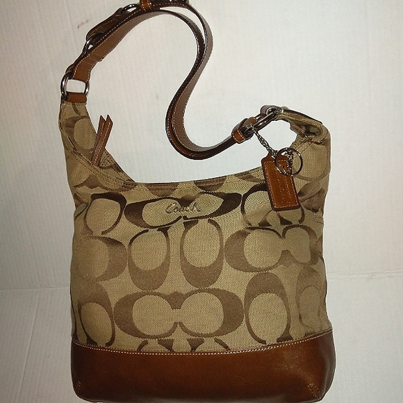 ☆Like New☆Gorgeous COACH Signature North South Convertible Pieced Leather Duffle - Picture 9 of 16